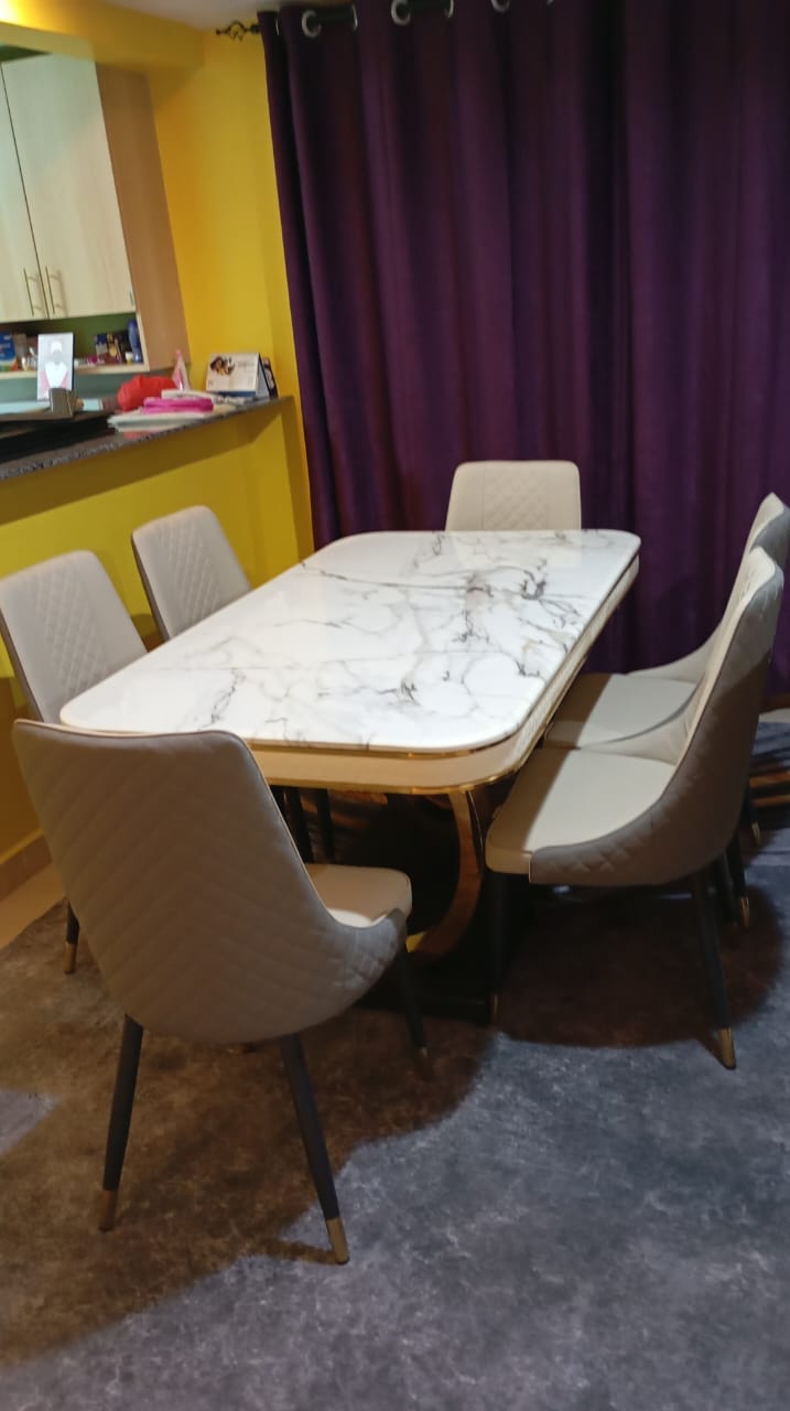 Luxury-6-Seater-Marble-Top-Dining-Set-2.jpeg Luxury 6-Seater Marble Top Dining Set - Image 1