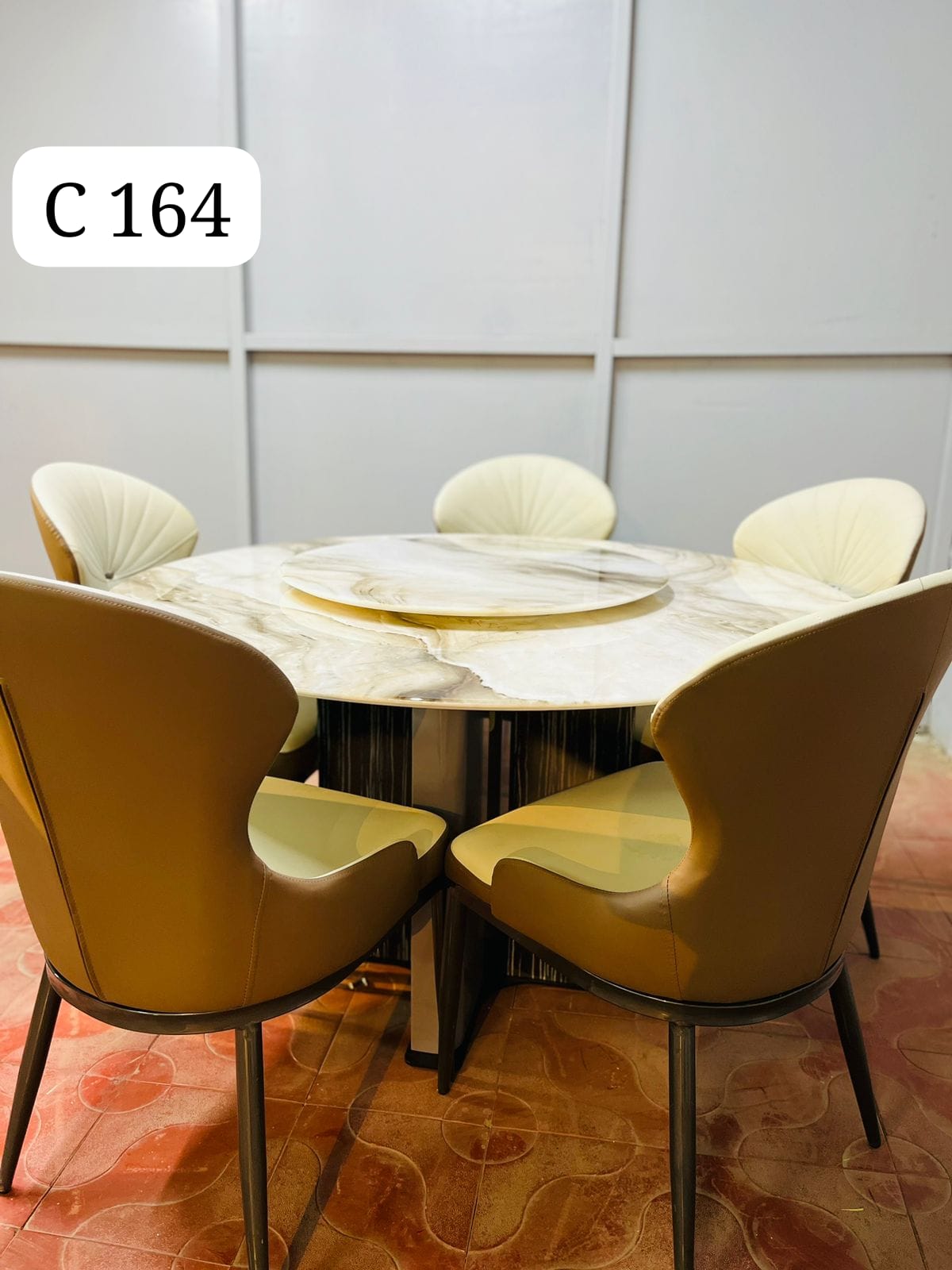 Round-Rotating-Dining-Table-Set.jpeg Round Rotating Dining Table Set - Image 1