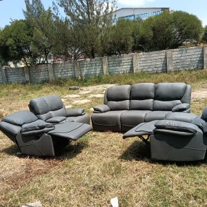 6 Seater Grey Recliner Sofa (2)