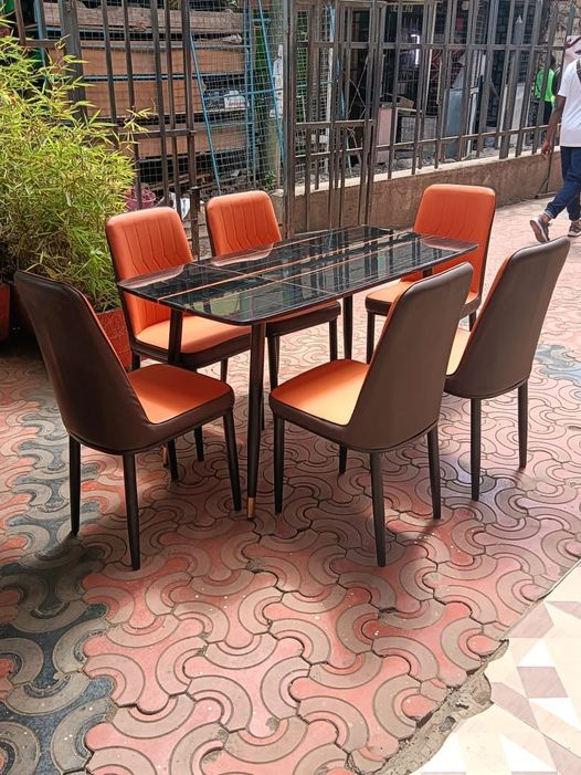 6 Seater black Marble Dining set 6-Seater Black Marble Dining Set