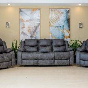 Grey 5-Seater Recliner Sofa