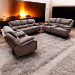 BROWN 6 SEATER RECLINER SOFA