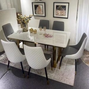 White Marble Dining Table Set