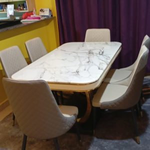 Luxury 6-Seater Marble Top Dining Set (2)