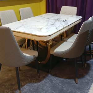 Luxury 6-Seater Marble Top Dining Set (4)