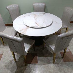 Round Marble Dining Table Set (4)