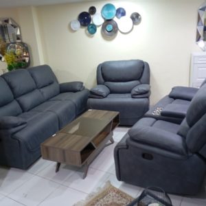 Grey Fabric Recliner Sofa