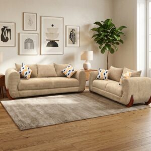 Beige Velvet Sofa Set