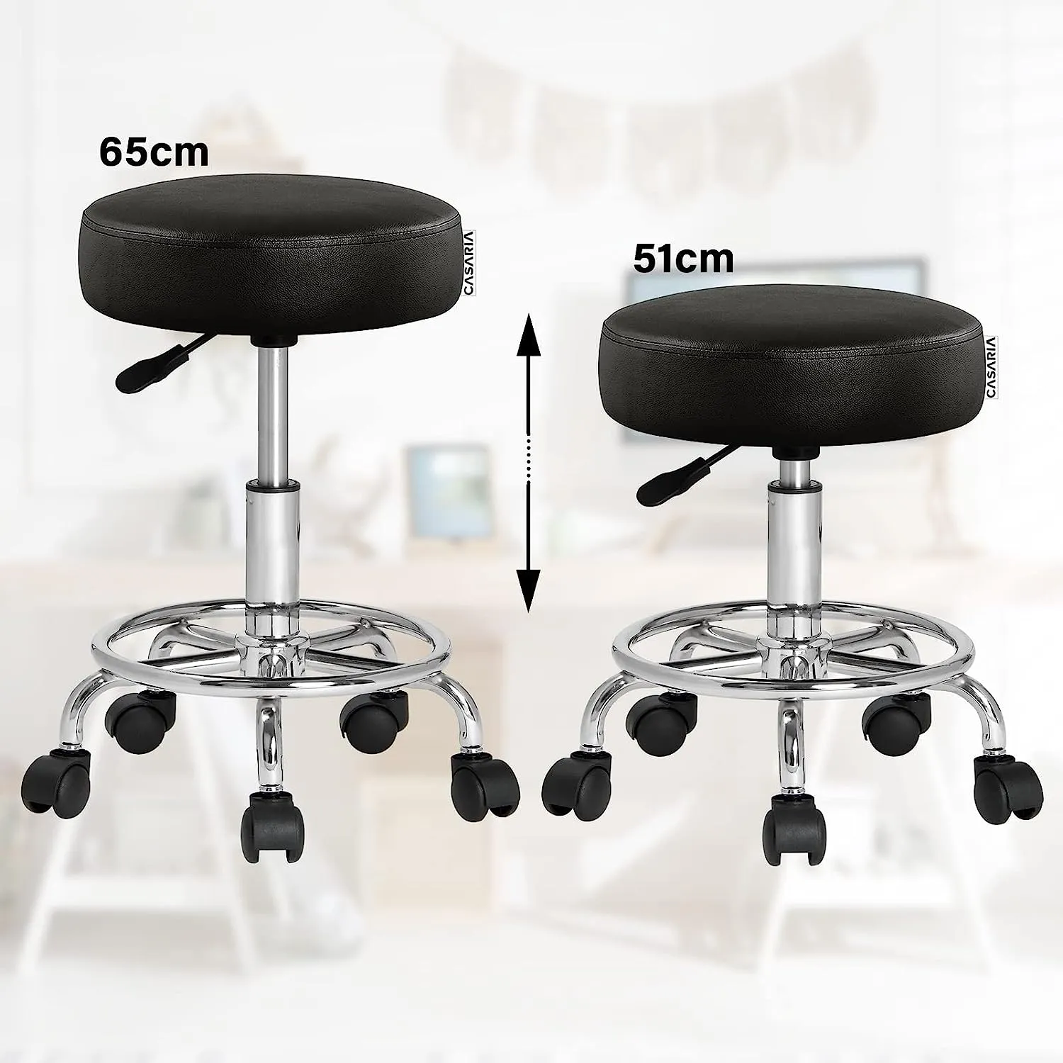 Swivel leather bar stool- Black