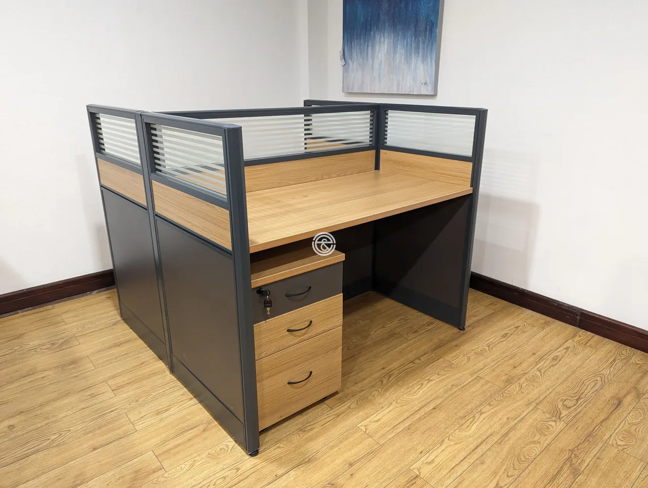 PXL_20230516_113833239__62347-2 2 Way Workstation 1.2m x 1.2m in Brown - Image 1